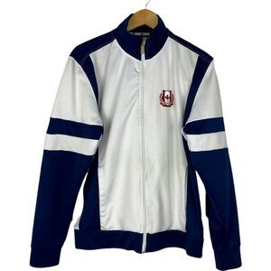 Canada weather Gear Men's Retro White Blue Colorblock Full Zip Track Jacket US M